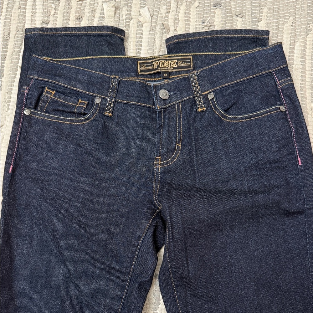 PINK Victoria's Secret Dark Indigo Straight Leg Jeans